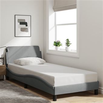 Estrutura de Cama vidaXL Dover | 90x200 cm | tecido cinzento-claro - 1