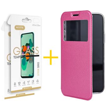 Conjunto Accetel 2 X Película de Vidro + Capa para Samsung S6 Gandy Flip Cover - Rosa - 1