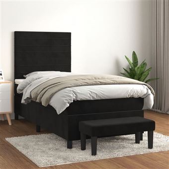 Cama com molas e colchão vidaXL | 100x200 cm | veludo preto - 1