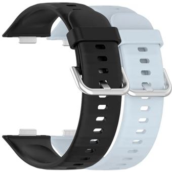 Pack 2x Bracelete em Silicone com Fecho de Metal Antiimpacto para Huawei Watch Fit 3 | Preto e Azul Claro - 1