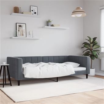 Sofá-cama vidaXL | 90x190 cm | veludo cinzento-escuro - 1
