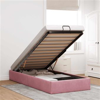Estrutura de Cama sem Colchão vidaXL Ottoman | Rosa 90x190 cm | Veludo - 1