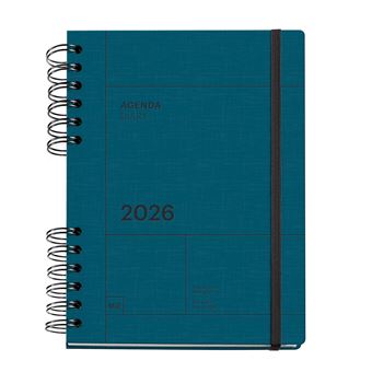Agenda Diária A5 2026 Espiral Miquelrius Plus Back To Basics Marino com Elástico - 1