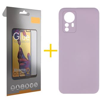 Pack skyhe 1 x Película de Vidro Temperado Full + Capa para Xiaomi 12S Pro Silicone Líquido - Roxo - 1