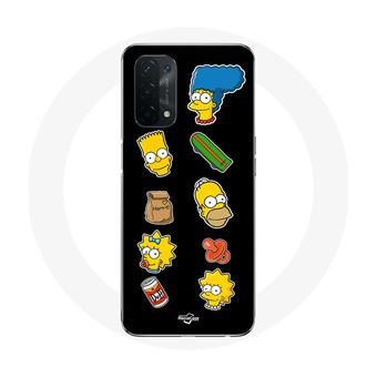 Capa Maniacase para Oppo A54 5G Os Simpsons Adesivos Fundo Preto - 1