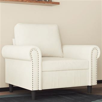 Poltrona vidaXL | 60 cm |  veludo cor creme - 1