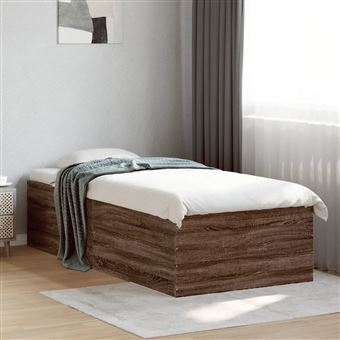 Estrutura cama vidaXL | 100x200cm | derivados de madeira carvalho castanho - 1