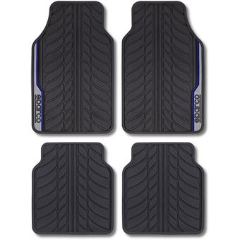 Kit 4 Tapetes Carro Sparco Corsa | Borracha - Preto/ Azul/ Cinza - 1