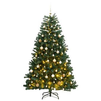 Árvore Natal artificial articulada vidaXL com 300 luzes LED + bolas 210cm - 1