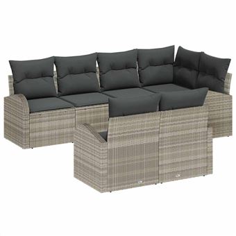 Conjunto de Sofá de Jardim com Almofada vidaXL | 7 Peças | Cinzento-claro - 1
