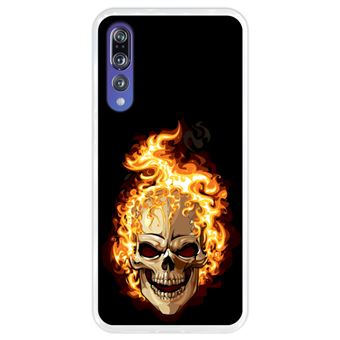 Capa Hapdey para Huawei P20 Pro - P20 Plus Design Caveira em Chamas em Silicone Flexível e TPU