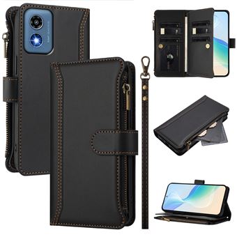 Capa FOXDOCK para Motorola Moto G 5G 2024 | Pele Premium | 9 Compartimentos para Cartões | Alça de Pulso Amovível - Preto - 1