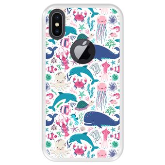 Capa Tpu Hapdey para Iphone X - Xs | Design Animais Subaquáticos | Algas e Corais - Transparente