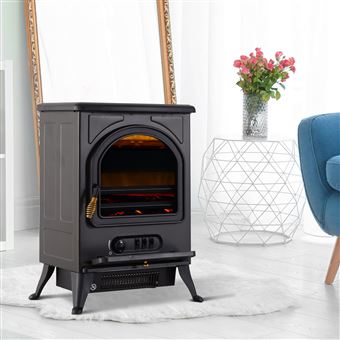 Lareira Éléctrica HOMCOM Móvel Aquecedor com Termóstato 900W/1800W temperatura Ajustável 41.5x28x54cm