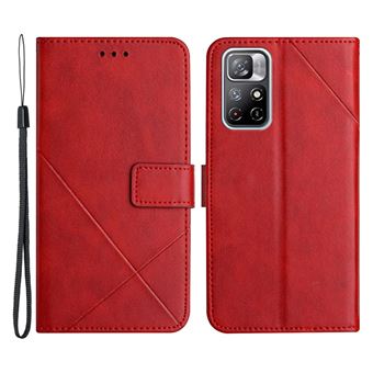 Capa magunivers PU padrão de linha com apoio vermelho para Xiaomi Redmi Note 11/Poco M4 Pro 5G - 1