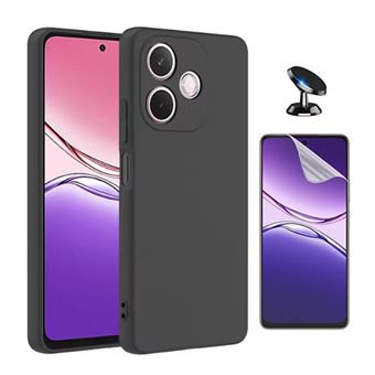 Kit Película Hydrogel Frente + Capa Silicone Líquido + Suporte Magnético Phonecare para Oppo A5 Pro 4G | Preto - 1