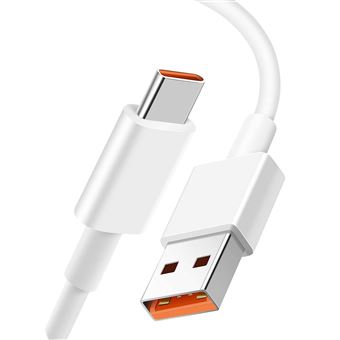 Cabo USB para USB-C Xiaomi | Intensidade de 6A | Carga e sincronização - 1 m - Branco - 1