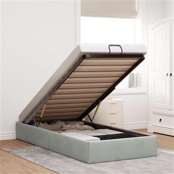 Estrutura de Cama sem Colchão vidaXL Ottoman | Cinzento Claro 100x200 cm | Veludo - 1