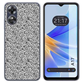 Capa Tumundosmartphone de silicone para Oppo A17 desenhos de letras de design - 1