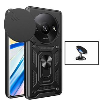 Kit Phonecare Suporte Magnético de Carro + Capa Magnetic Military Defender Slide Window Anti-Impacto para Xiaomi Redmi A3 | Preto - 1