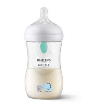 Biberão Philips AVENT Natural Response SCY673/81 Biberão Airfree 260ml, deco elefante, tetina T3 | Transparente - 1