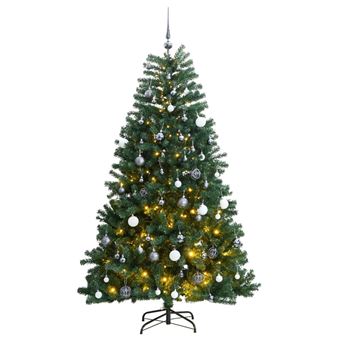 Árvore Natal artificial articulada vidaXL com 300 luzes LED + bolas 180cm - 1