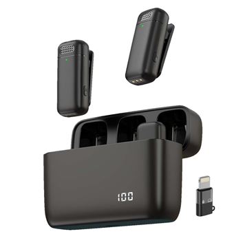 Microfone Lapela CO-Phénix 2 transmissores, com estojo de carregamento | Type-C+Lightning | Preto - 1