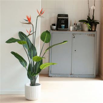 Planta estrelícia artificial em vaso com flores Emerald | 120 cm - 1