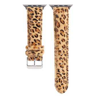 Bracelete de Couro HSMY e Peluche para Apple Watch Series 6/ SE/ 5/ 4 | 40 mm - Leopardo - 1