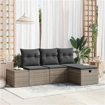 Conjunto de Sofás com Almofada vidaXL | 4 Peças | vime PE - 1