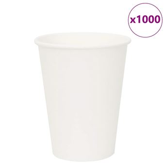 Copos de café de papel vidaXL | 1000 Peças | 12oz | 300ml | branco - 1