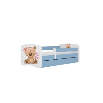 Cama 160 x80 cm Kocot Kids com gaveta e colchão BabyDreams Teddybear Flowers Blue - 1