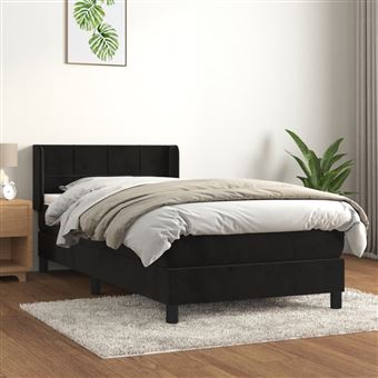 Cama com Molas e Colchão vidaXL | 100x200 cm | veludo preto - 1