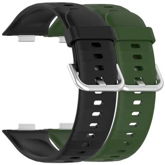 Pack 2x Bracelete em Silicone com Fecho de Metal Antiimpacto para Huawei Watch Fit 3 | Preto e Verde - 1