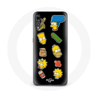 Capa Maniacase para Huawei P20 Os Simpsons Adesivos Fundo Preto - 1