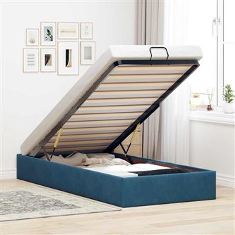 Estrutura de Cama sem Colchão vidaXL Ottoman | Azul Escuro 90x200 cm | Veludo - 1