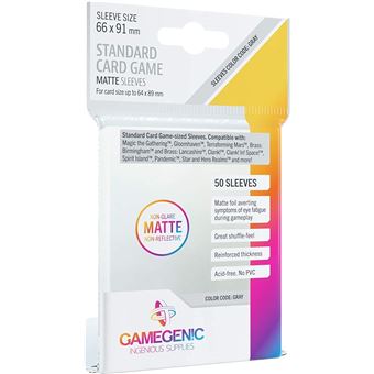 Capas para Cartas Gamegenic -Matte Standard Card Sleeves | 66 x 91 mm - Clear - 1