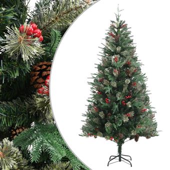 Árvore de Natal vidaXL com Pinhas | 225 cm | PVC e PE Verde - 1