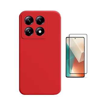 Kit Vidro Temperado + Capa Silicone Líquido Phonecare para Xiaomi 14T Pro | Vermelha - 1