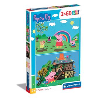Puzzle Clementoni Peppa Pig Desenhos Animados Supercolor 2 x 60 - 1
