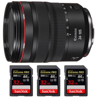 Canon RF 24-105 mm f/4L IS USM + 3 SanDisk 32GB Extreme PRO UHS-II 300 MB/s + PDF 15 Técnicas para Melhorar as suas Fotografias - 1