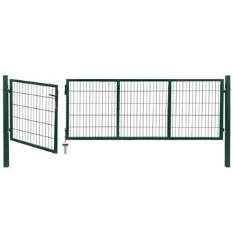 Portão de Jardim vidaXLcom Postes 350x100 cm Aço Verde - 1