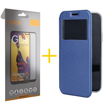 Conjunto Accetel 1 x Película de Vidro Full + Capa para Samsung S6 Gandy Flip Cover - Azul - 1