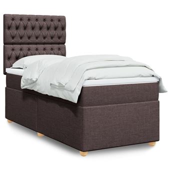 Cama com molas/colchão vidaXL | 90x200 cm | tecido castanho-escuro - 1