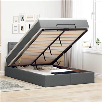 Cama Otomana com colchão & LEDs vidaXL | 120x200 cm | tecido cinzento escuro - 1