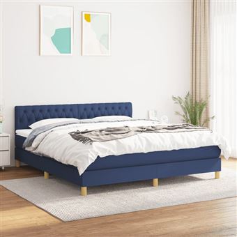 Cama com Molas e Colchão vidaXL | 180x200 cm | tecido azul - 1