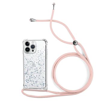 Capa de Purpurina com Cordão MisterCapas para iPhone 14 Pro Max | Rosa - 1