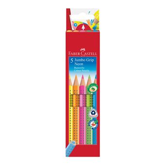 Lápis de Cor Faber-Castell Jumbo GRIP | Verde, Laranja, Rosa, Azul, Amarelo - 1