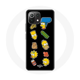 Capa Maniacase para Xiaomimi 11 Lite Os Simpsons Adesivos Fundo Preto - 1