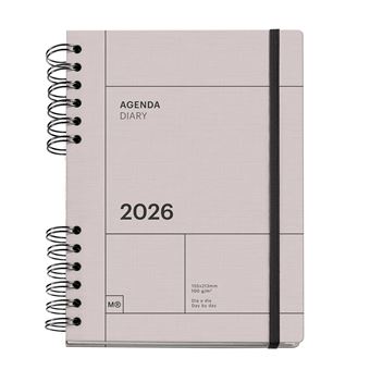 Agenda Diária A5 2026 Espiral Miquelrius Plus Back To Basics Cinza com Elástico - 1